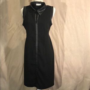 CALVIN KLEIN • high collar little black  dress